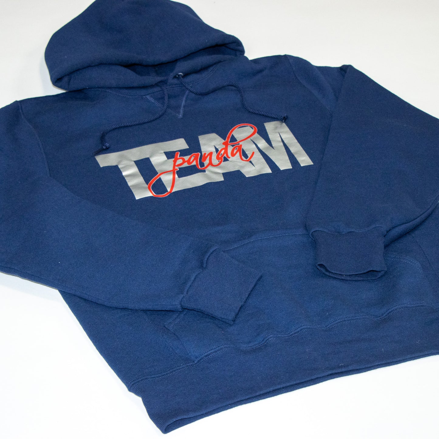 Silver Grey and Red Team Panda Hoodie (Navy Blue)