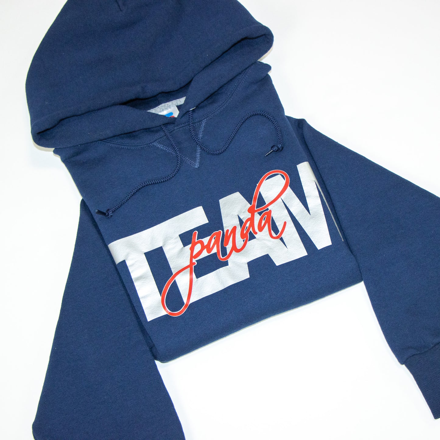 Silver Grey and Red Team Panda Hoodie (Navy Blue)