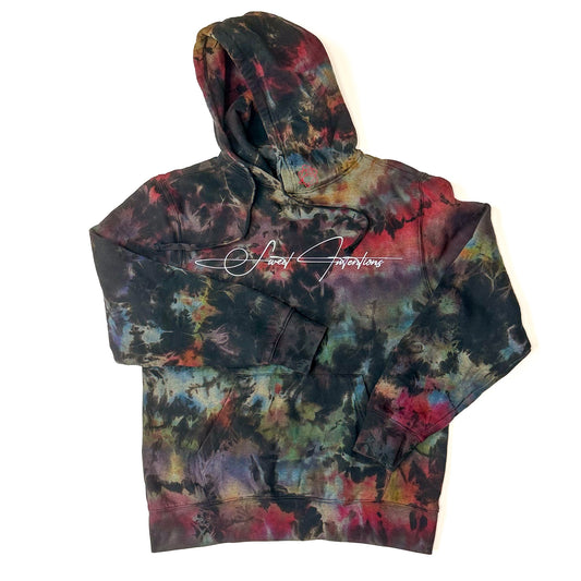 Black multi color tie dye hoodie (One of a Kind)