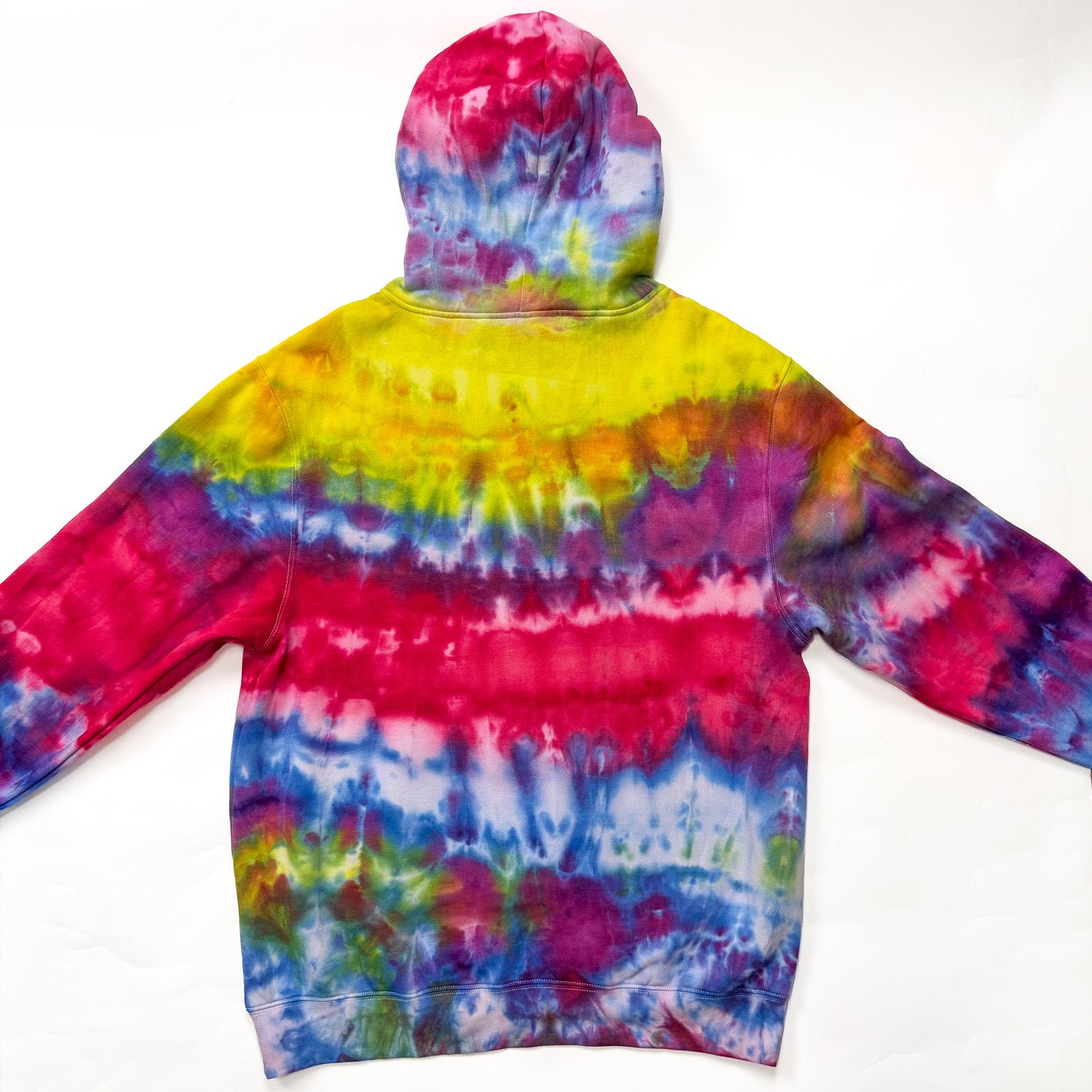 Horizontal  multi color tie dye hoodie w/ funny panda (One of a Kind)