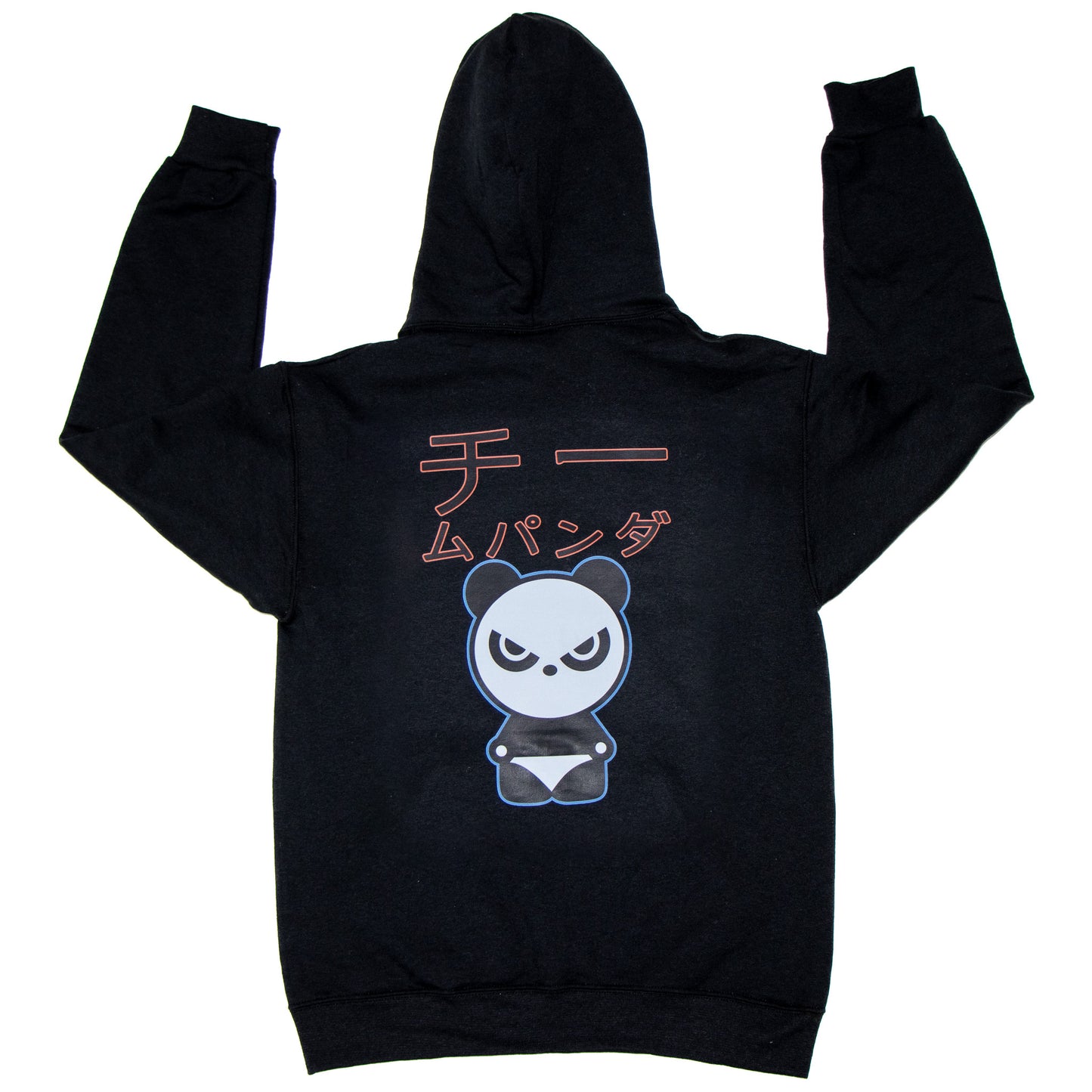 Black on Black Team Panda Japanese Inspired Hoodie