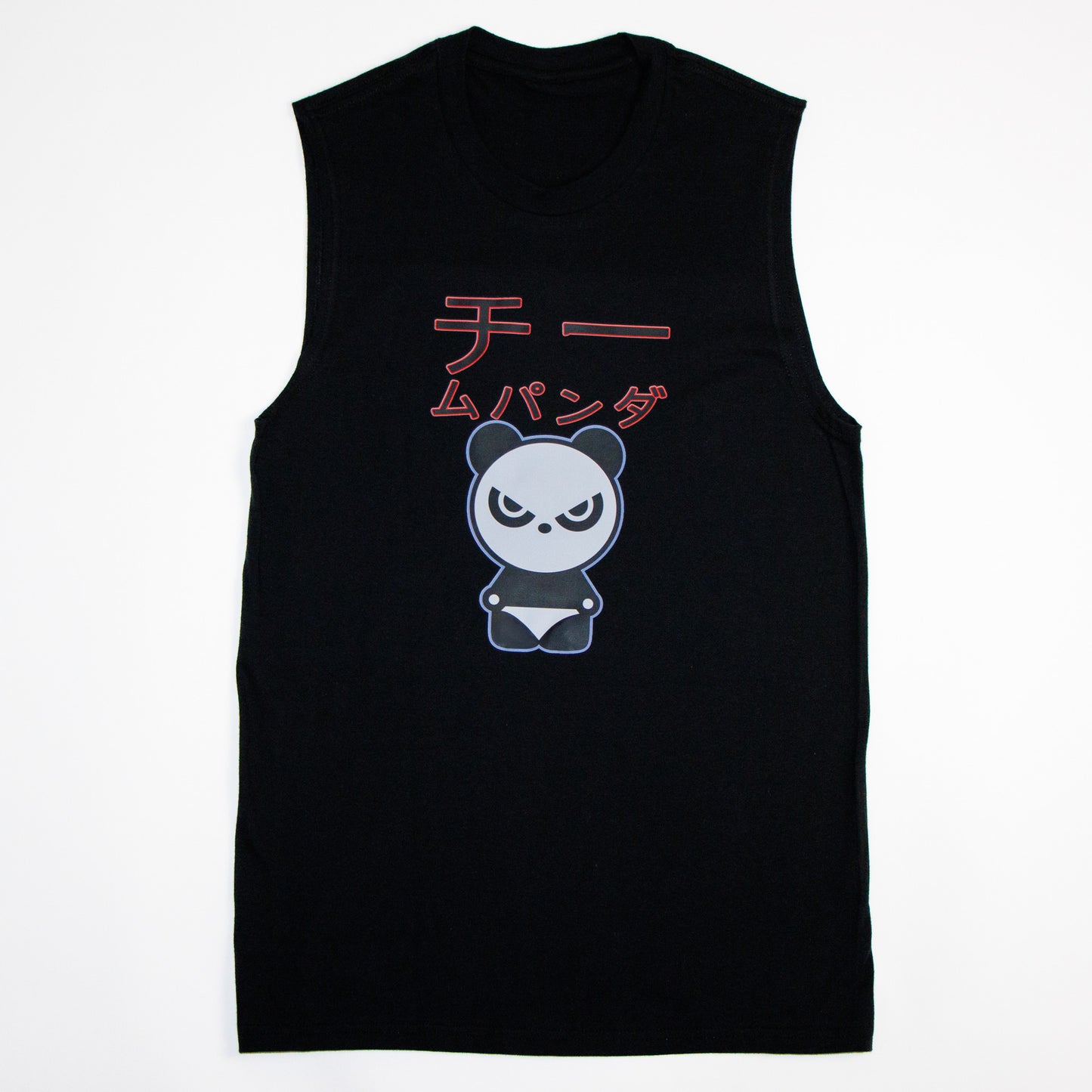 Team Panda in Japanese Black Mens Tank Top