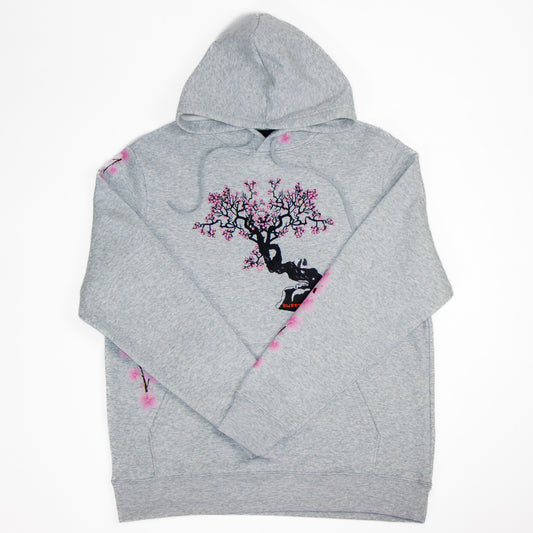 Blane Hoodie cherry blossom tree with accents (heather grey)