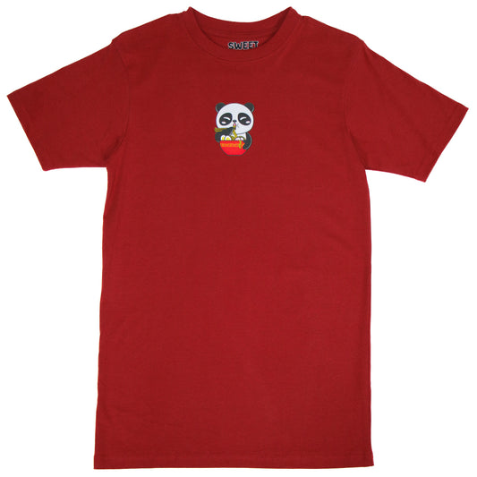 Ram t-shirt panda bear eating ramen (Cardinal Red)