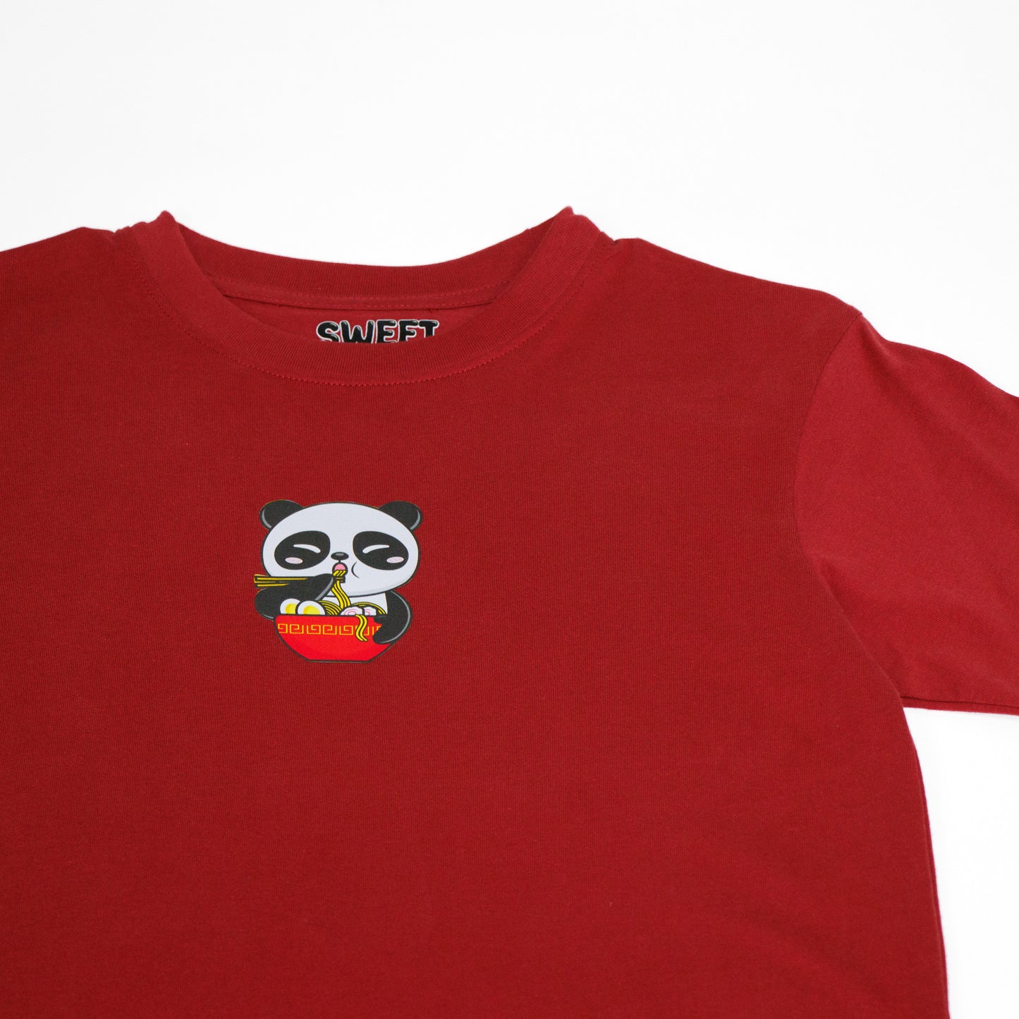 Ram t-shirt panda bear eating ramen (Cardinal Red)