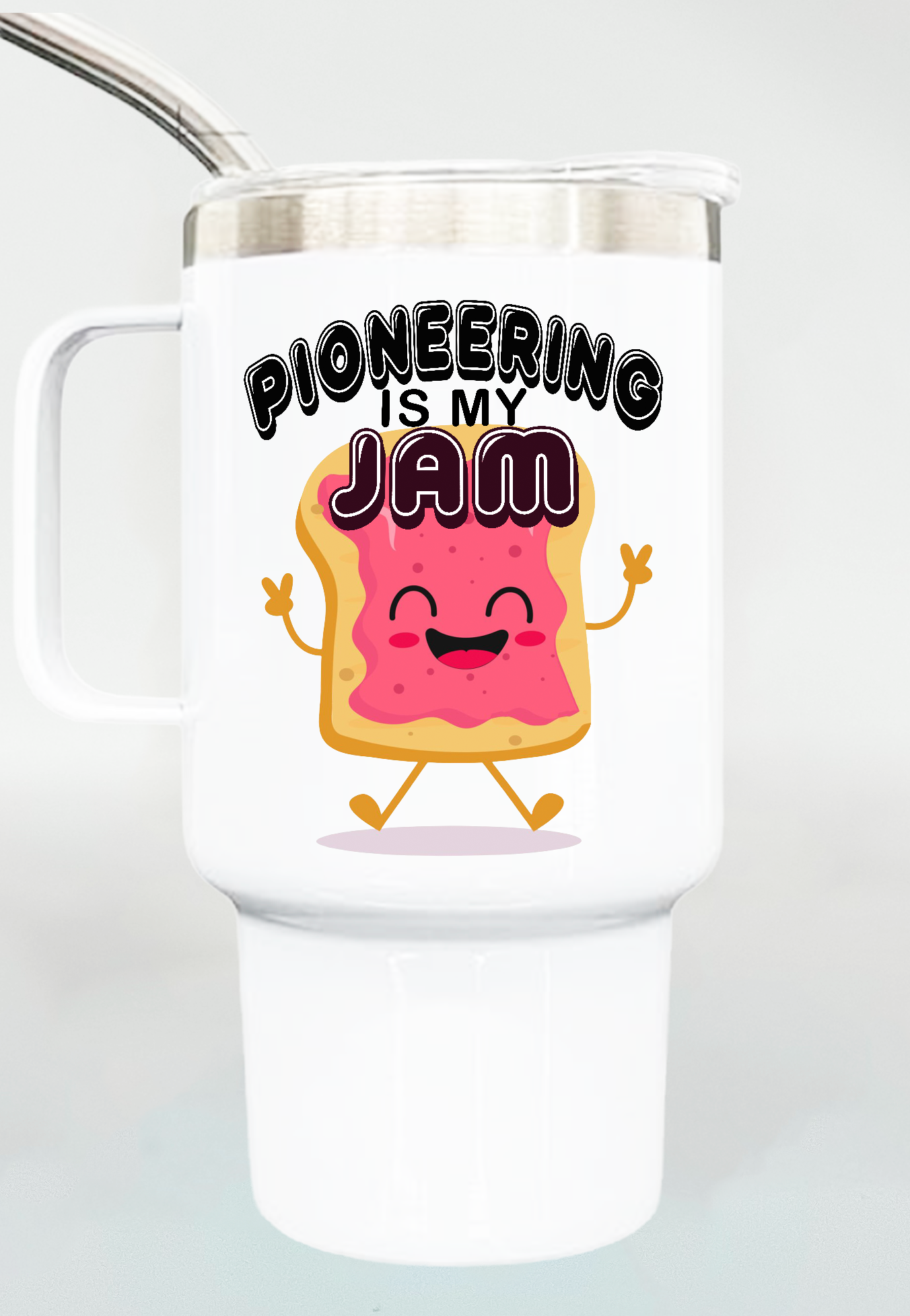 Preaching is my JAM mini tumbler w/ handle