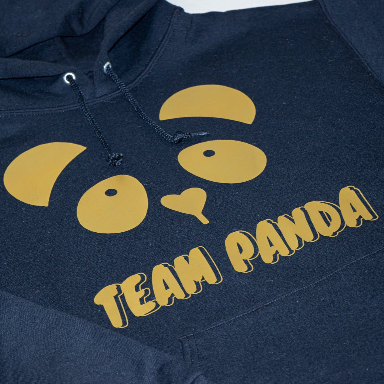 Gold Print Panda Hoodie (Black)