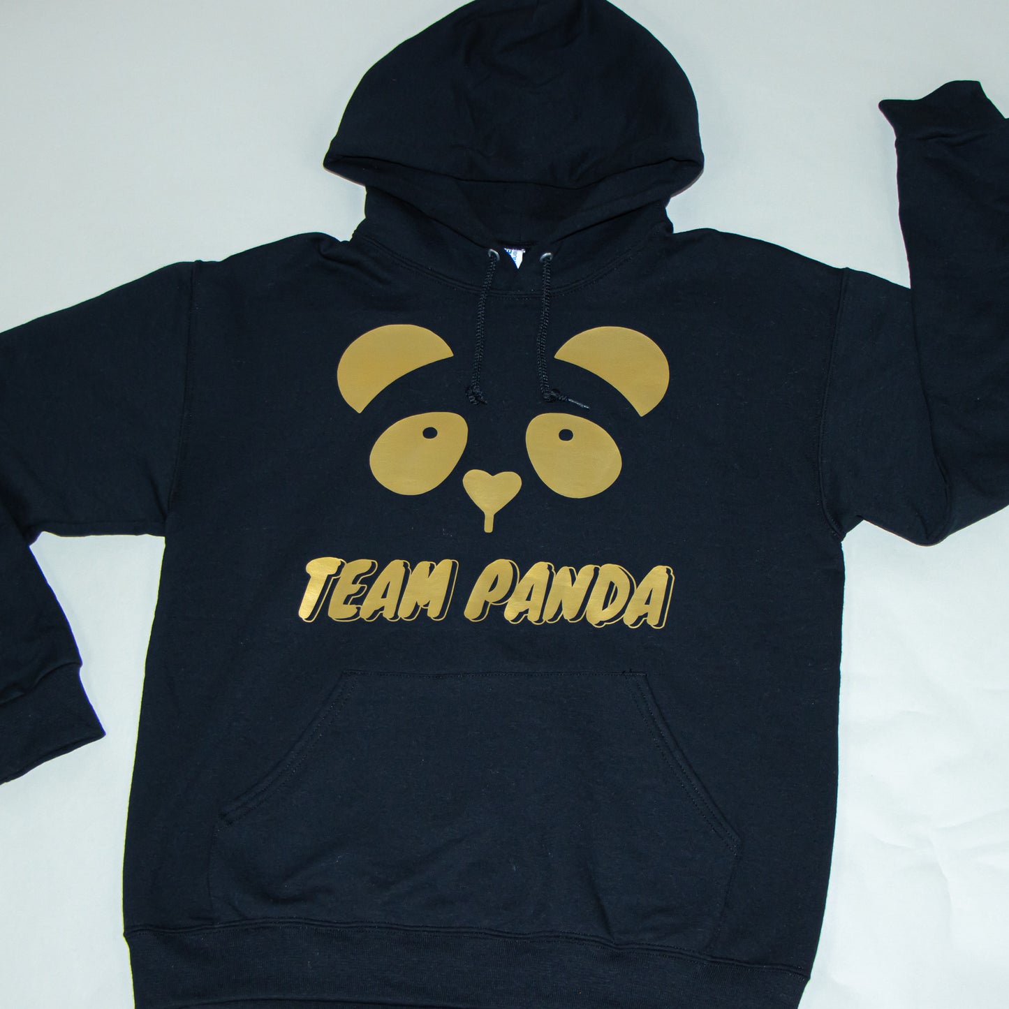 Gold Print Panda Hoodie (Black)