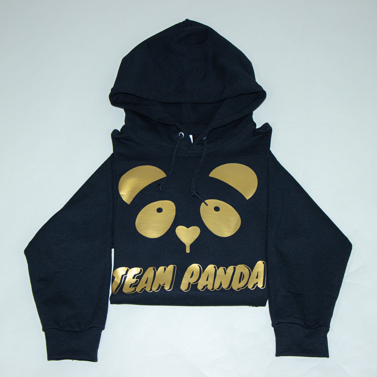 Gold Print Panda Hoodie (Black)