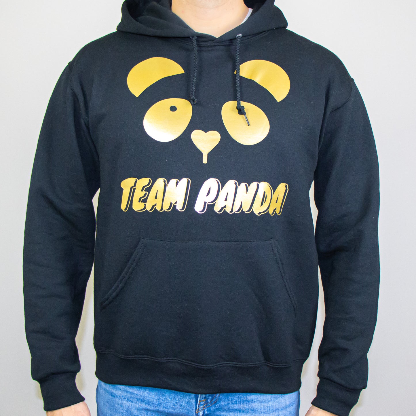 Gold Print Panda Hoodie (Black)