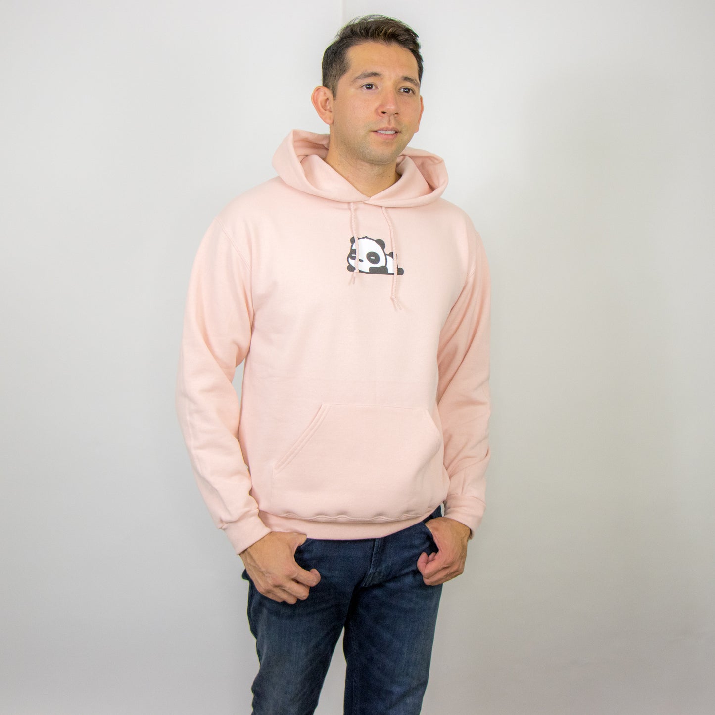 3D Puff Tired Panda Logo Hoodie (Light Rose Gold)