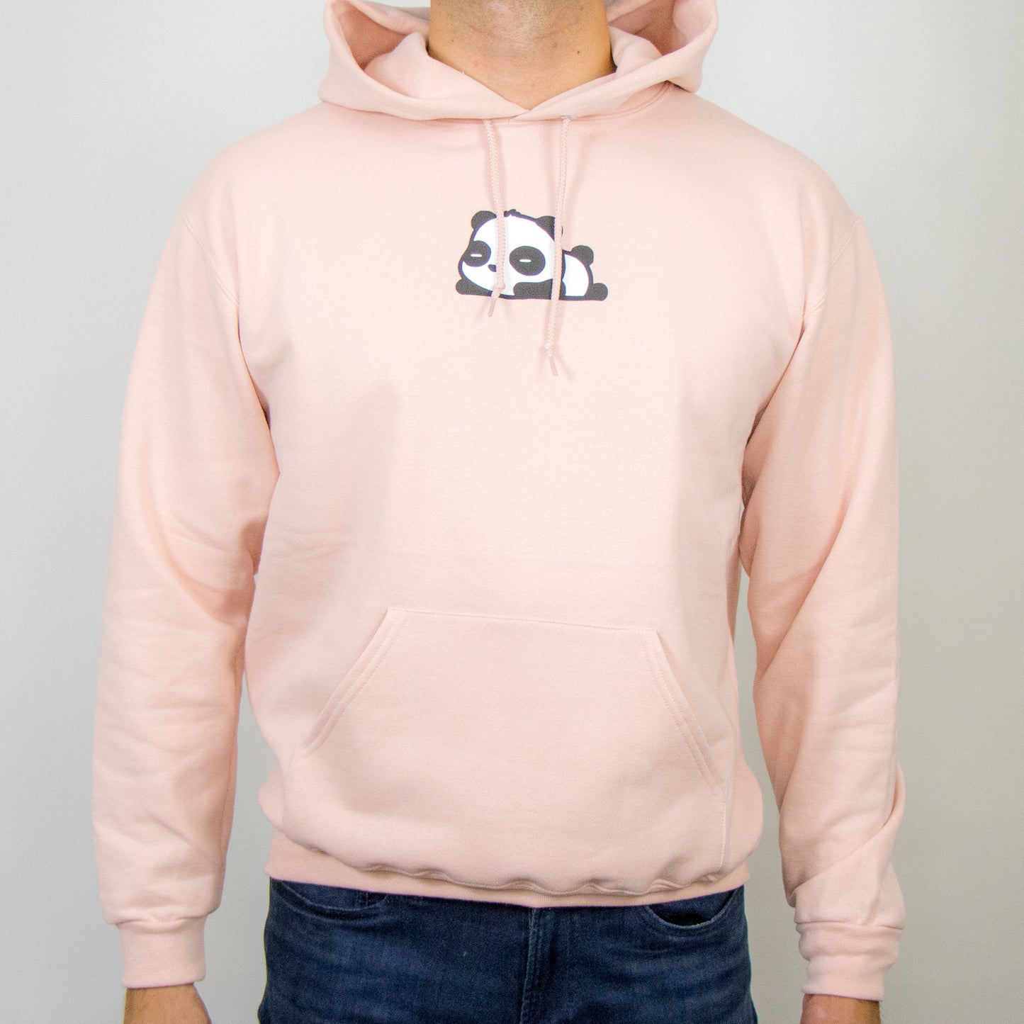 3D Puff Tired Panda Logo Hoodie (Light Rose Gold)