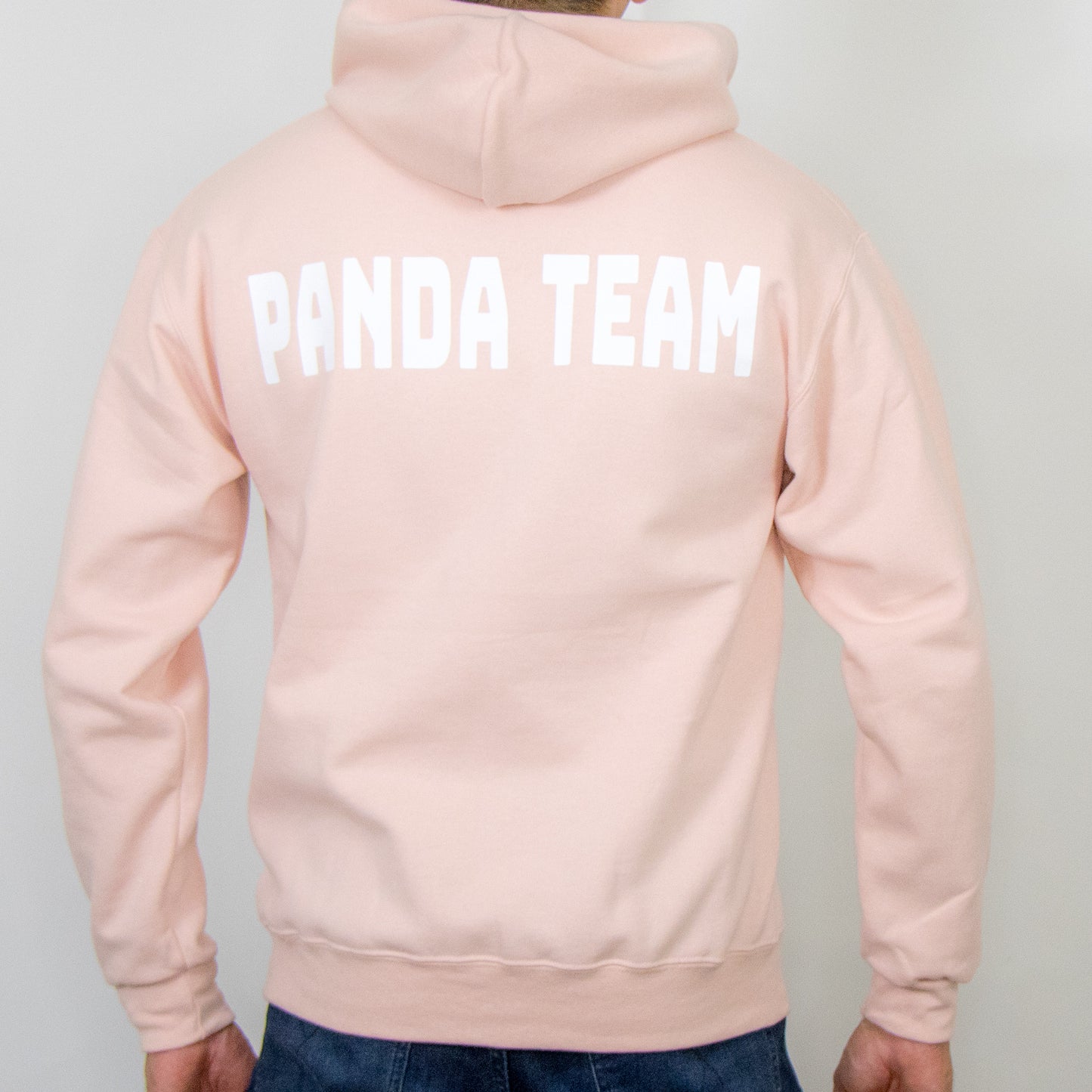 3D Puff Tired Panda Logo Hoodie (Light Rose Gold)