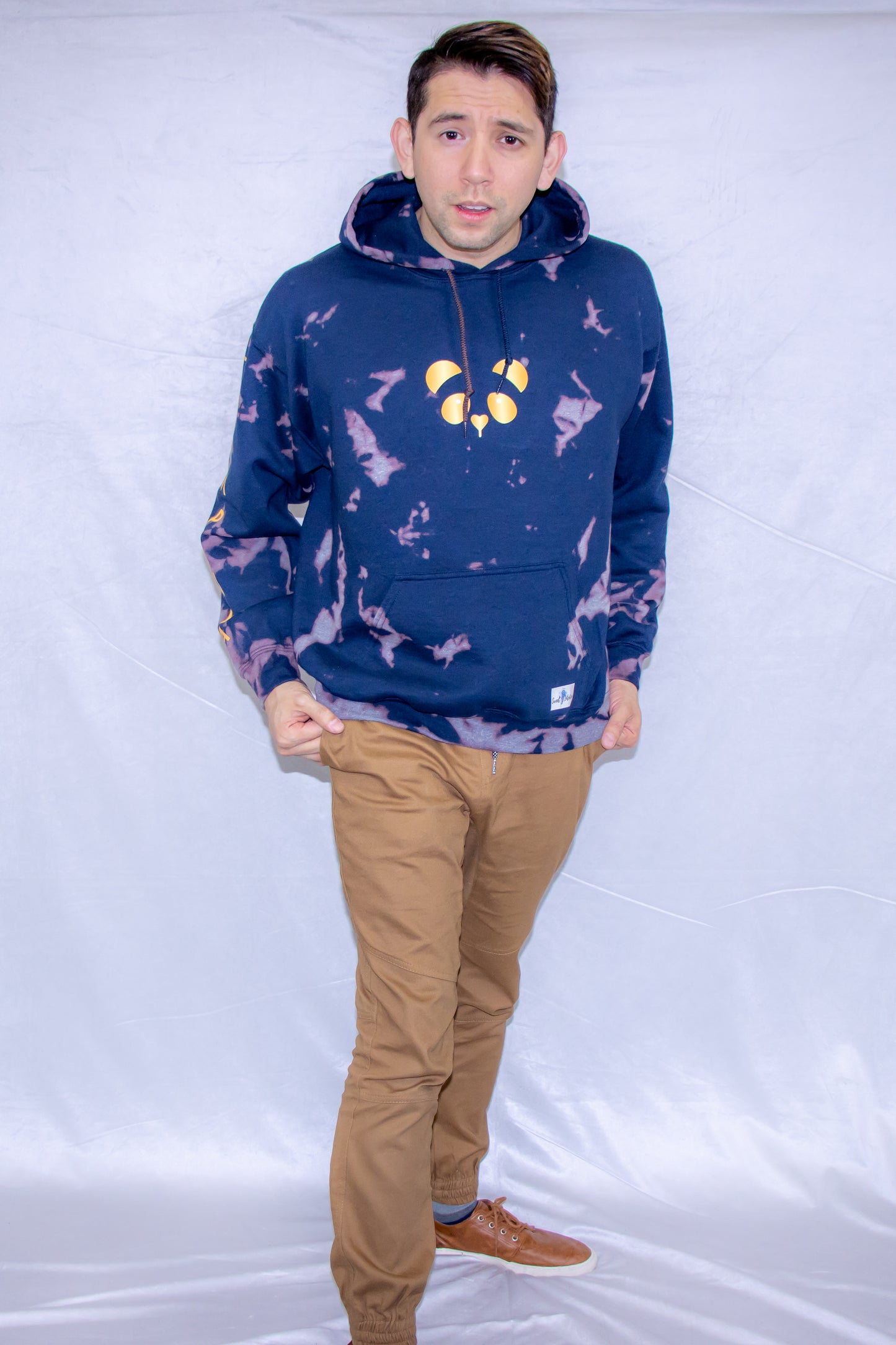 Gold Panda Tie Dye Hoodie (Navy Blue)