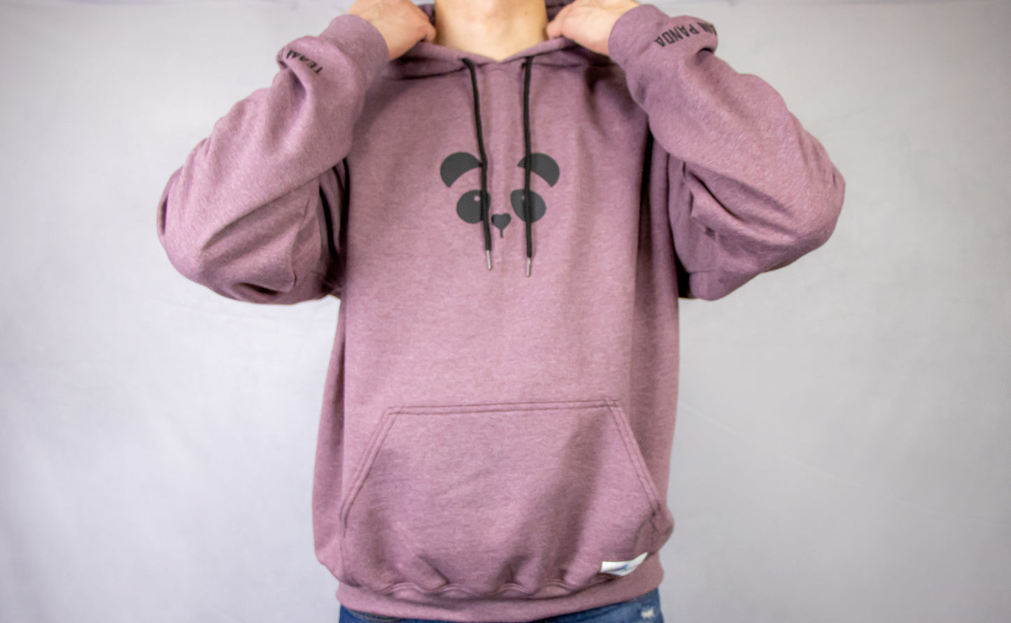 Panda Hoodie w/ Print on Sleeve (Light Maroon Heather)