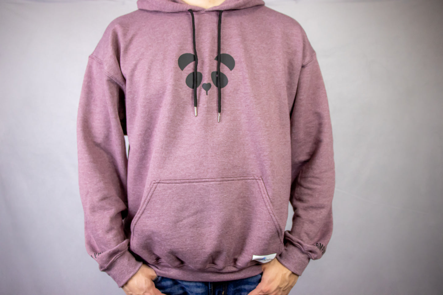 Panda Hoodie w/ Print on Sleeve (Light Maroon Heather)