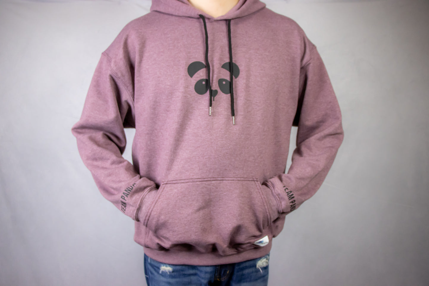 Panda Hoodie w/ Print on Sleeve (Light Maroon Heather)