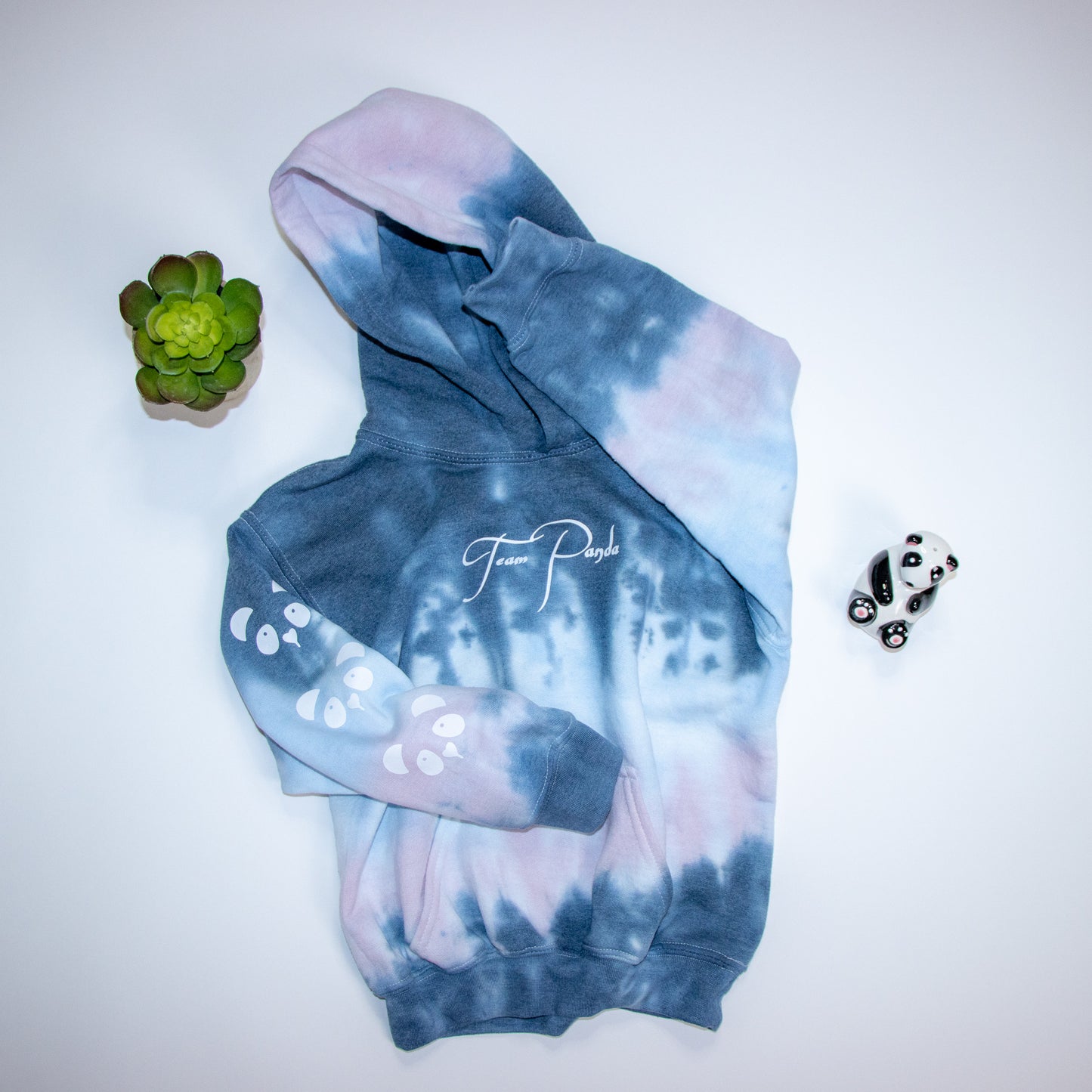 Team Panda Tie Dye Hoodie-Youth Size (Navy, Rose Pink, Sky Blue)