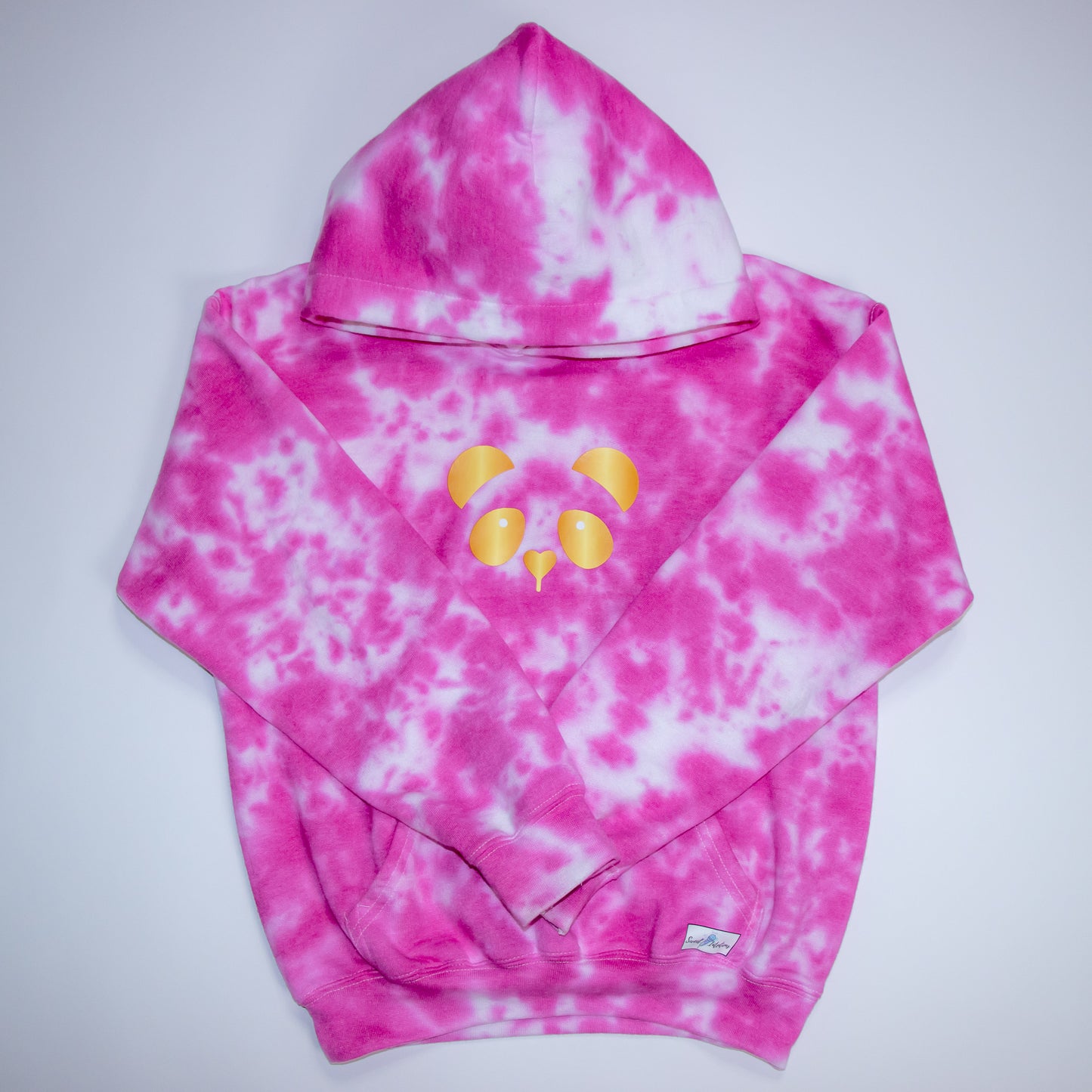 Gold Panda Tie Dye Hoodie-Youth (Pink, White)