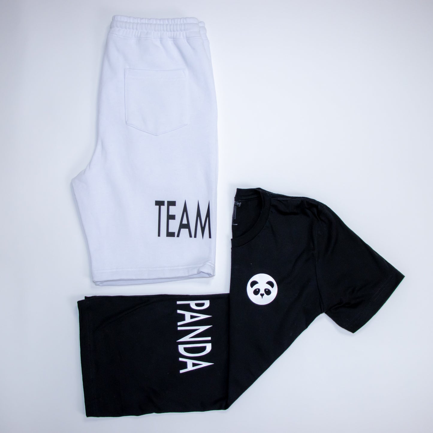 Team Panda Shorts (White w/ Black Logo)