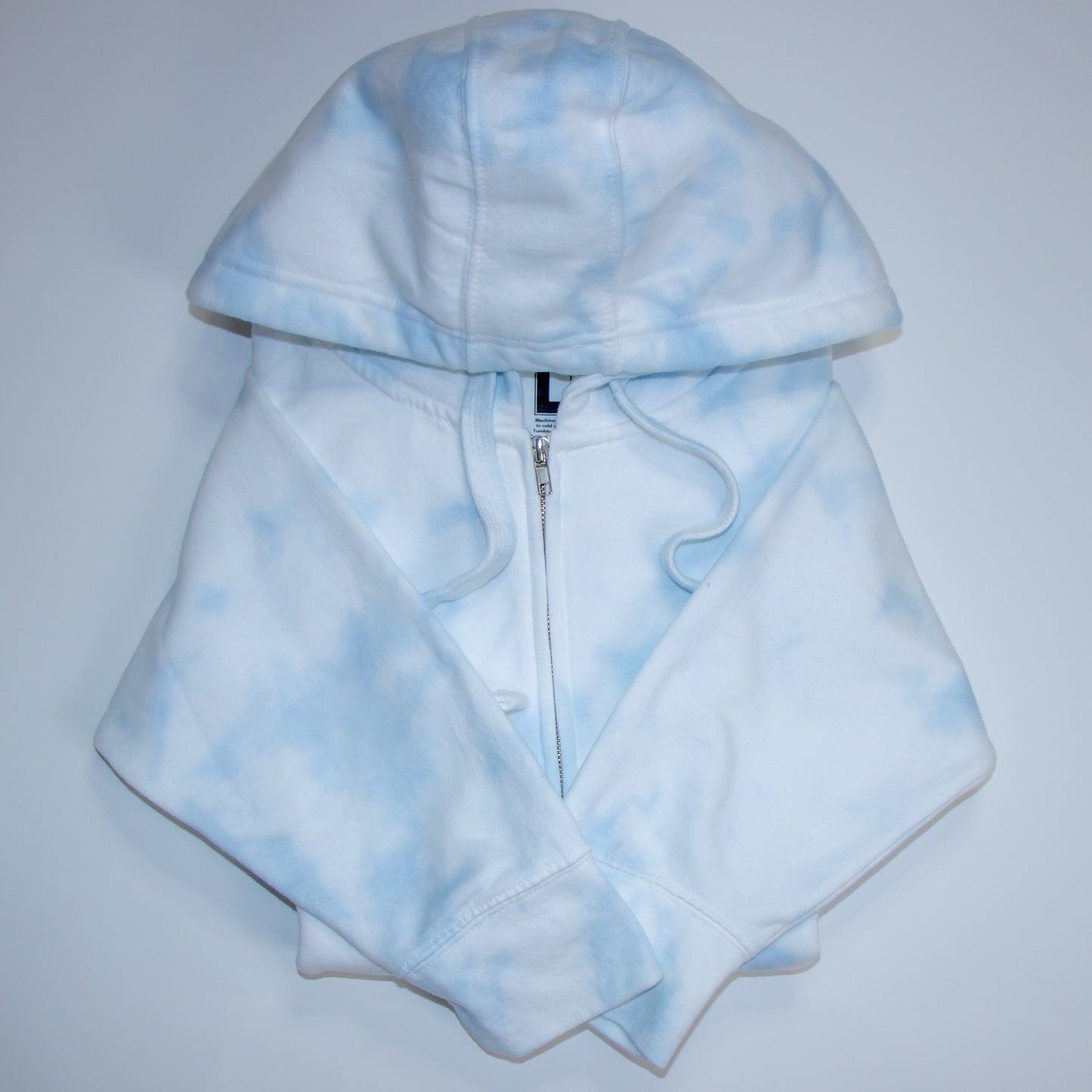 Tie Dye full Zipper Hoodie (SKY BLUE, WHITE)