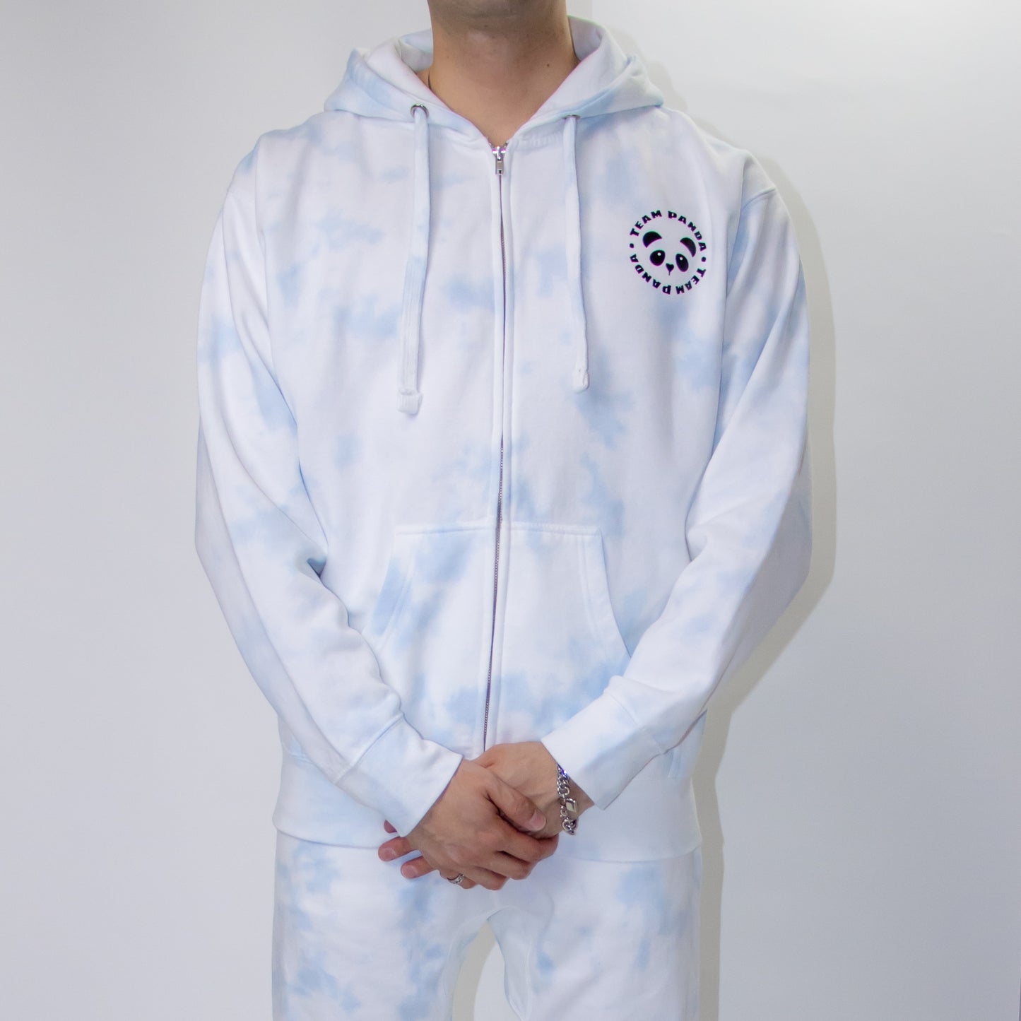 Tie Dye full Zipper Hoodie (SKY BLUE, WHITE)