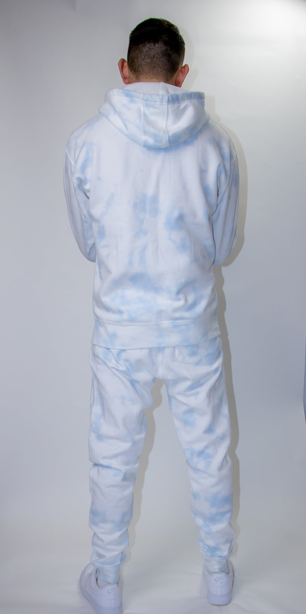 Tie Dye full Zipper Hoodie (SKY BLUE, WHITE)