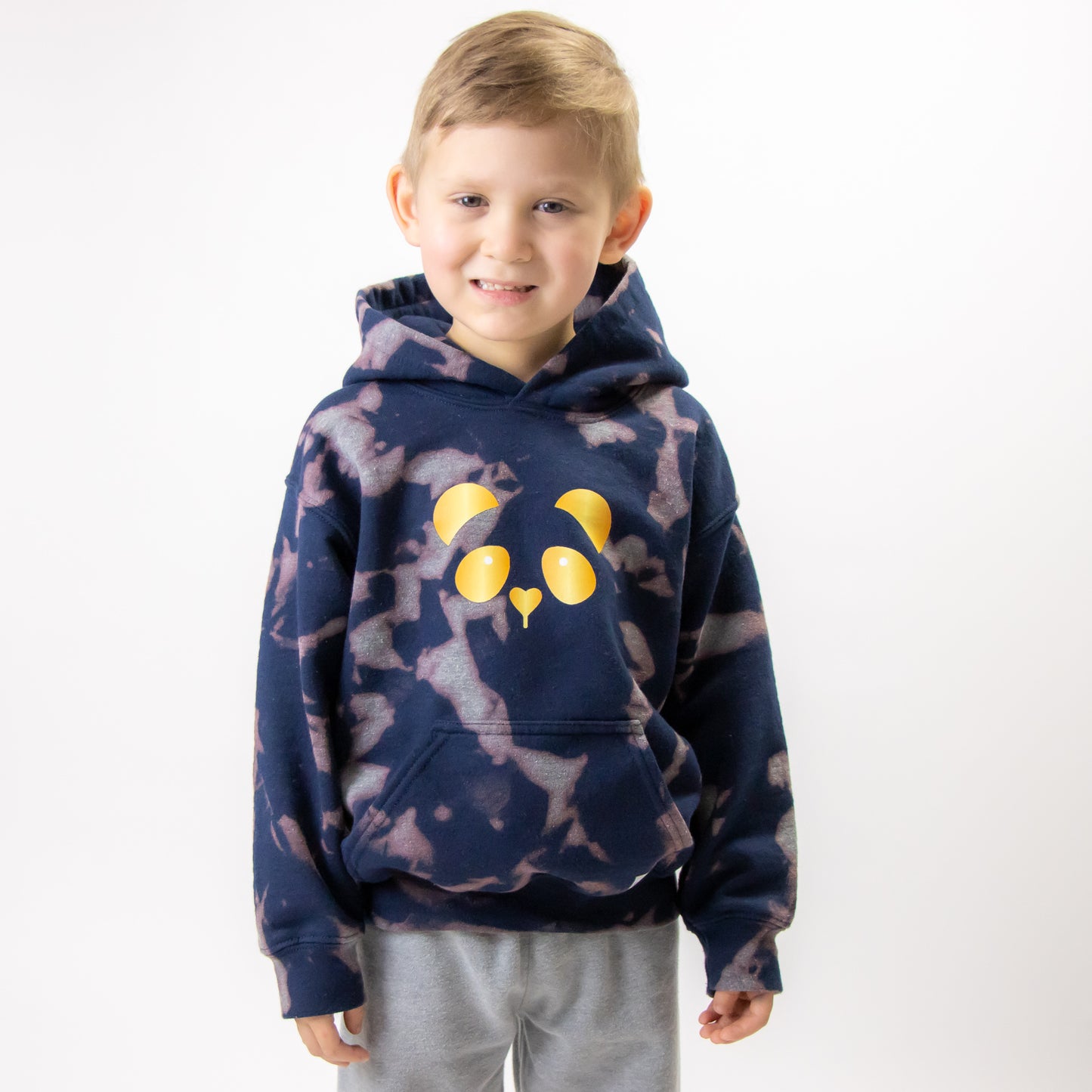 Gold Panda Tie Dye Hoodie-Youth (Navy Blue)