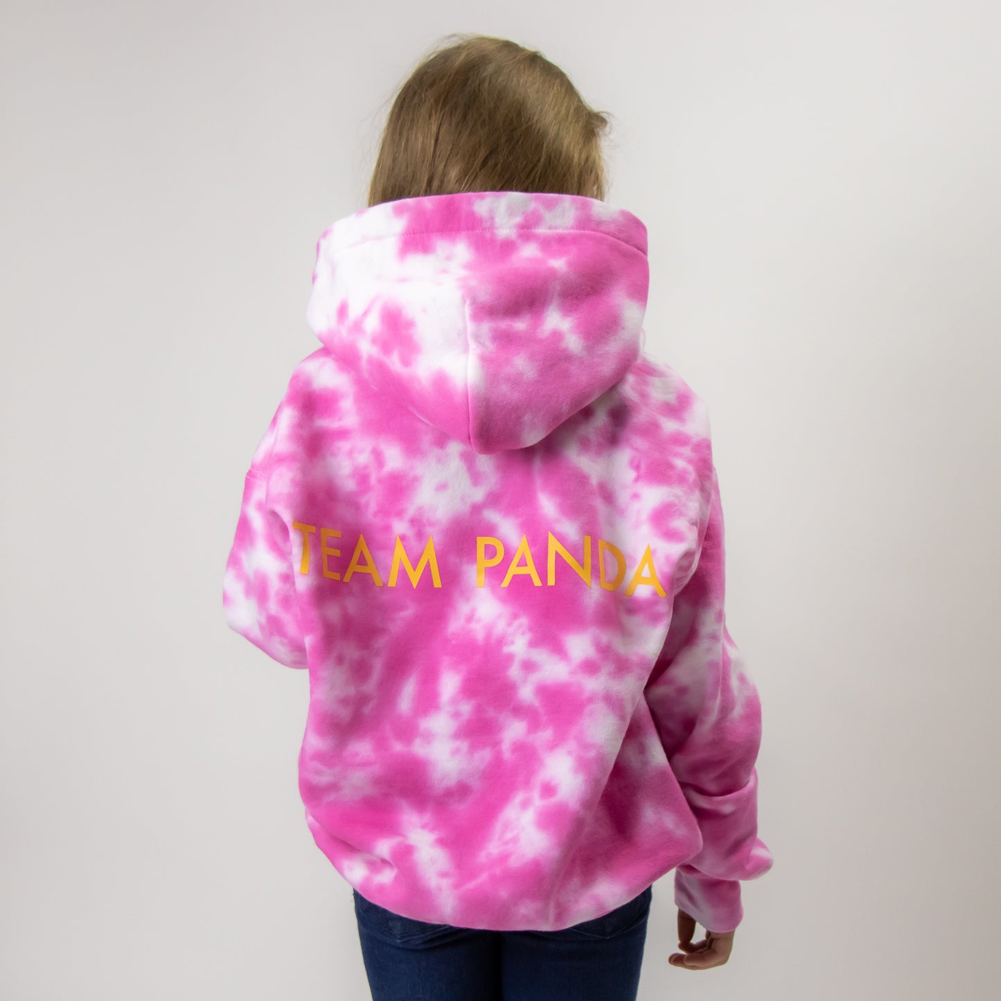 Gold Panda Tie Dye Hoodie-Youth (Pink, White)