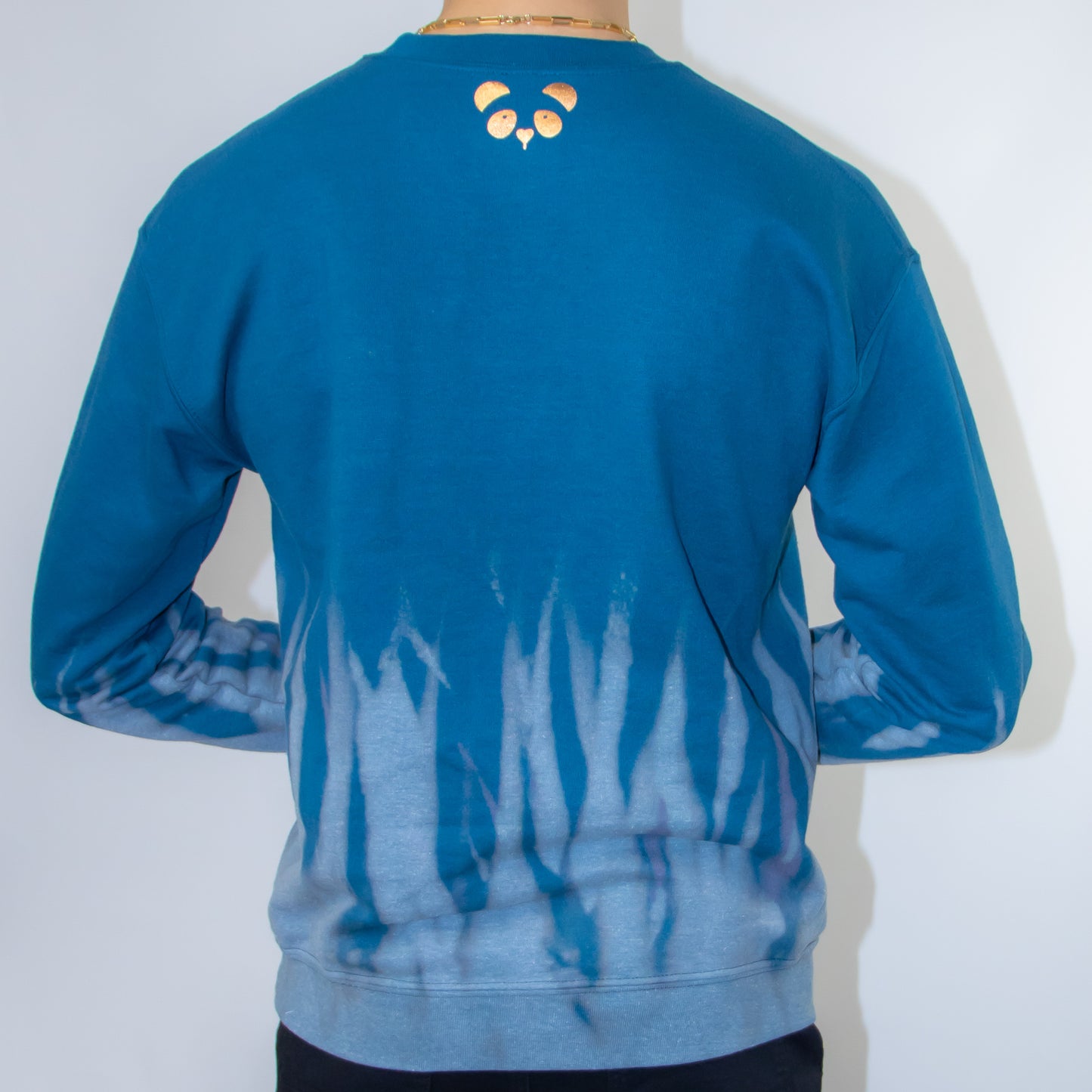 Crew Neck Sweater with Golden Logo (Bleached Turquoise)