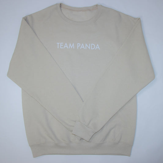 Crew Neck Sweater with Pop-Out Logo (Light Tan)