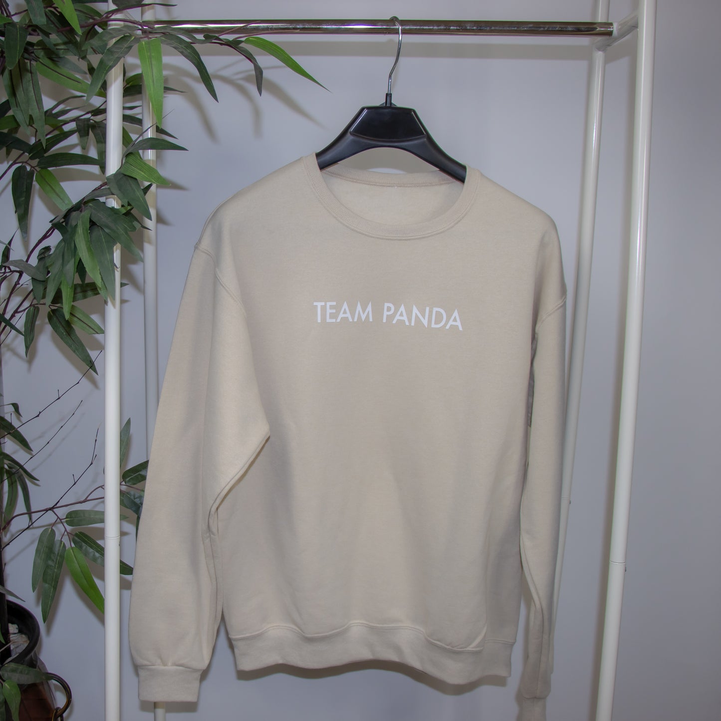 Crew Neck Sweater with Pop-Out Logo (Light Tan)